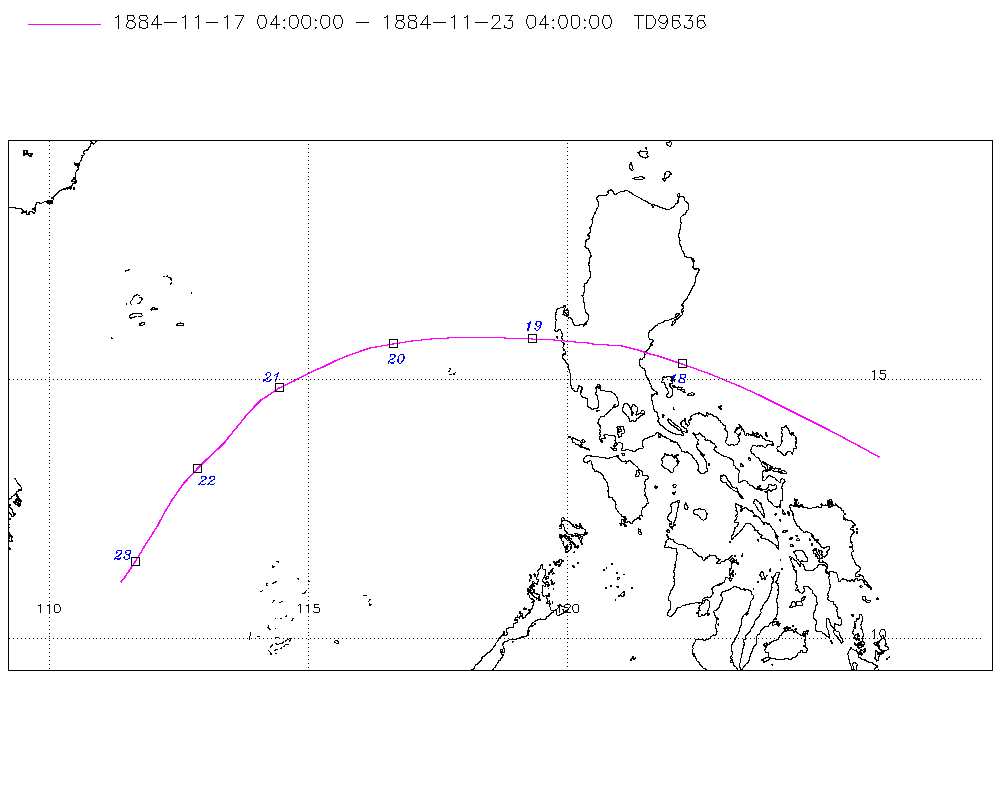Map of storm track